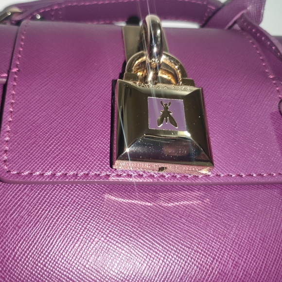 PATRIZIA PEPE Top Handle Mini Purple Leather Shoulder Bag - Picture 4 of 15